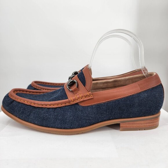 BESPOKE‎ Designed by Ravi Custom Denim Horse Bit Loafers Shoes NWOB 9ish main image 5